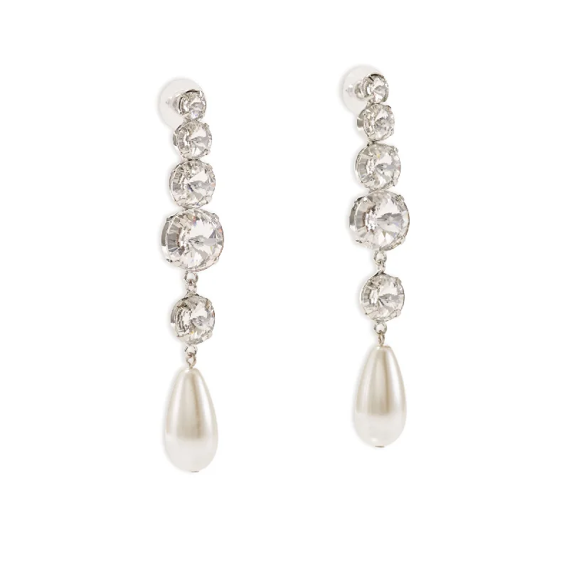 Athena Pearl and Crystal Drop Earrings