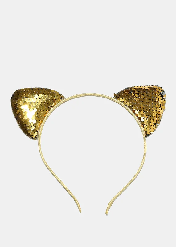 Gold Sequins Cat Ears Headband