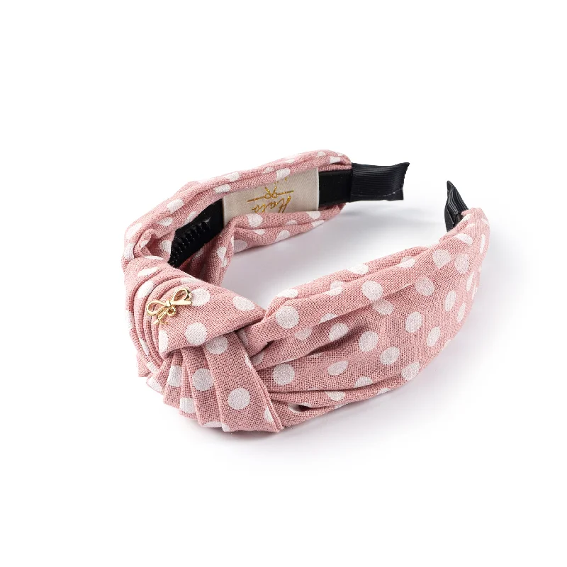 Halo Luxe Polka Dot Knot Headband - Rose