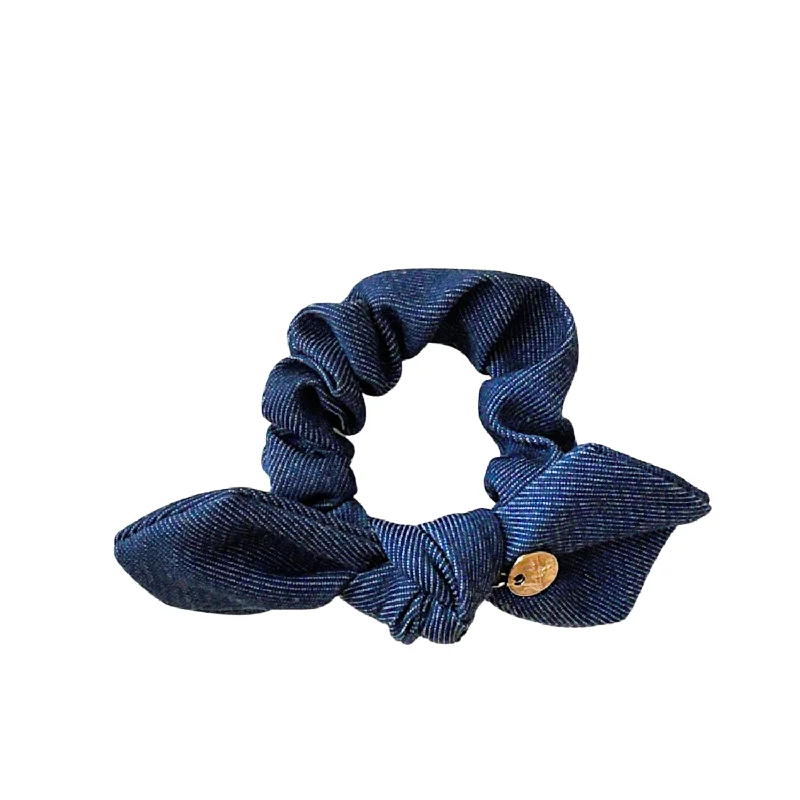 Pouf Denim Scrunchie Dark Dark Blue Denim