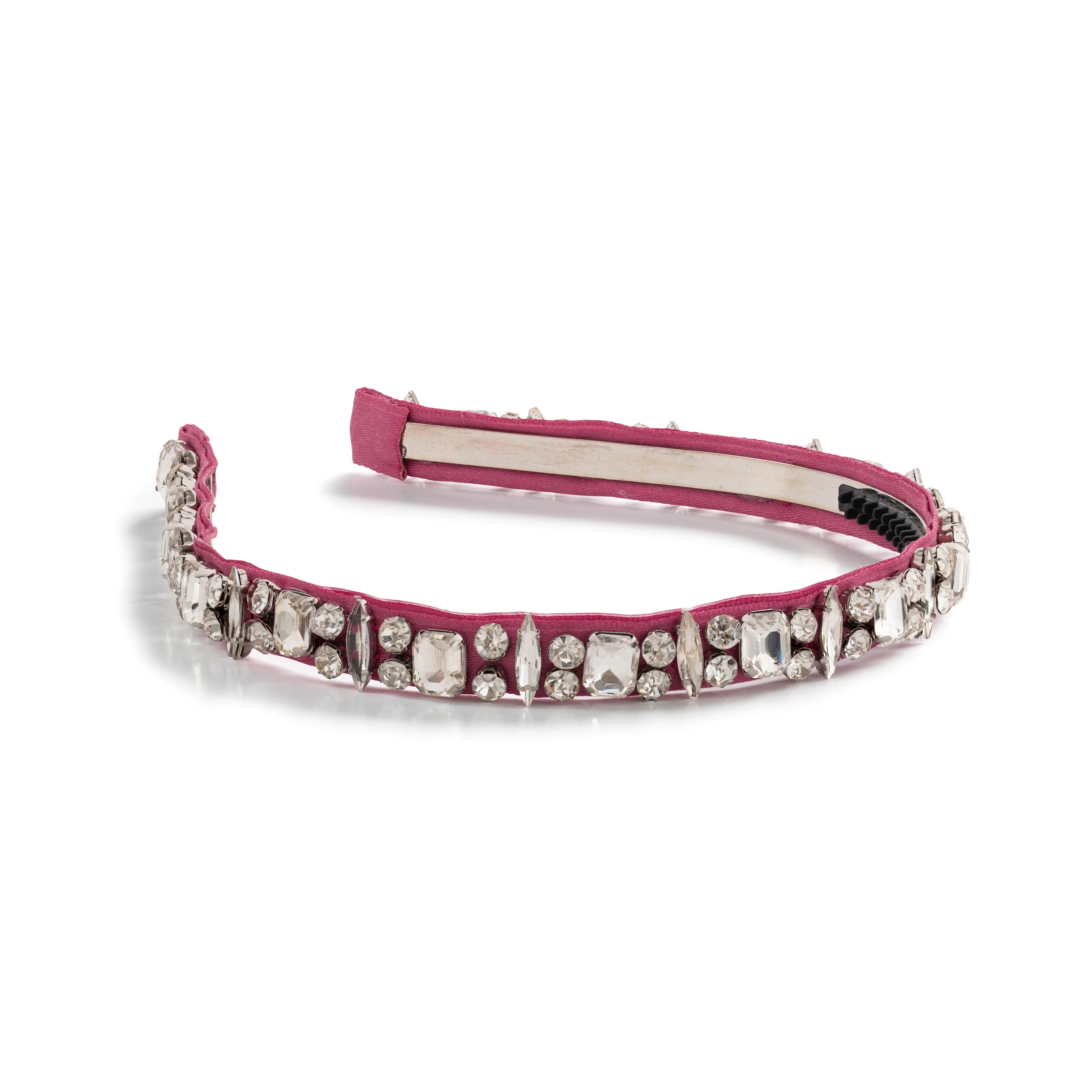 Halo Luxe Rock Candy Rhinestone Embellished Satin Headband - Raspberry