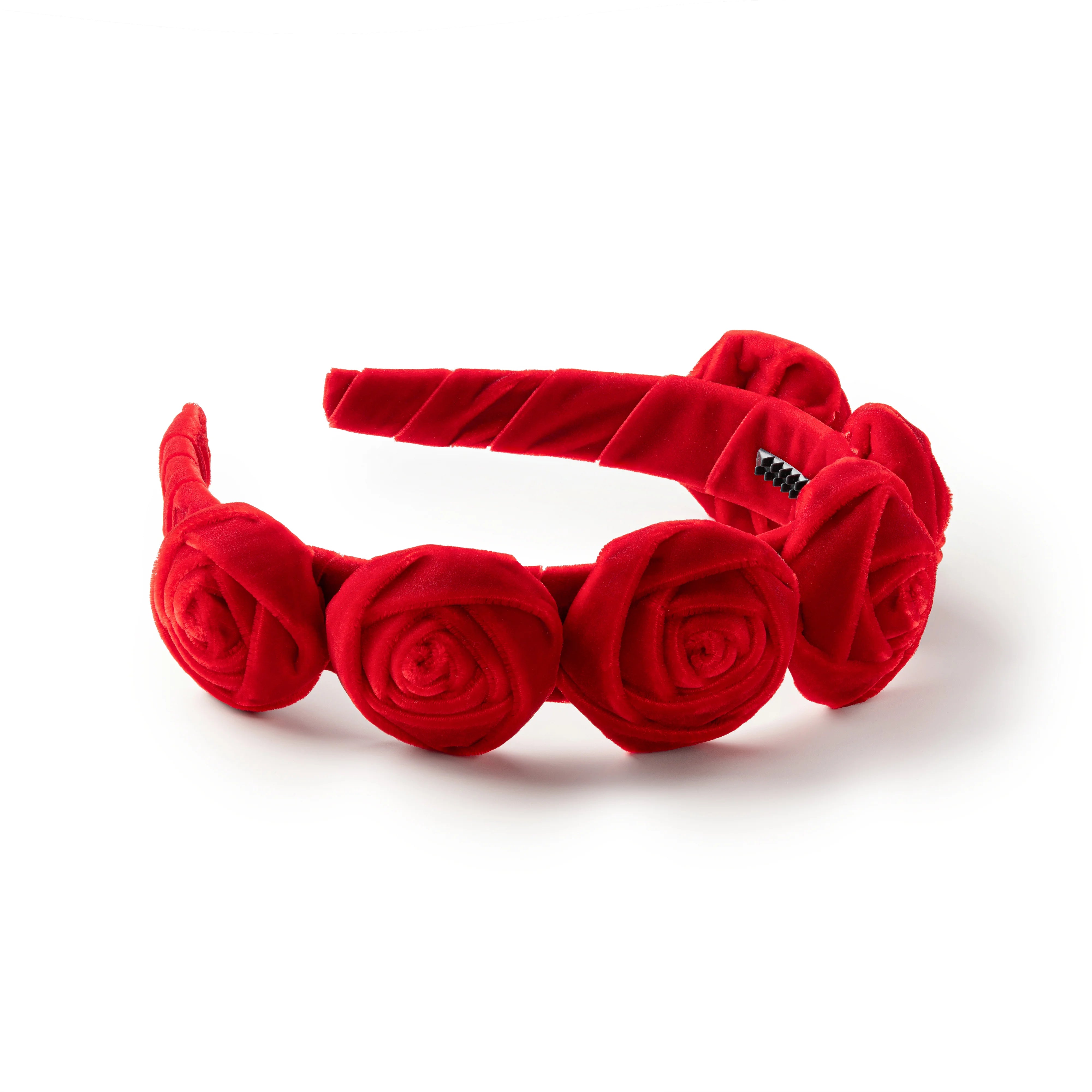 Halo Luxe Rosette Velvet Headband - Red