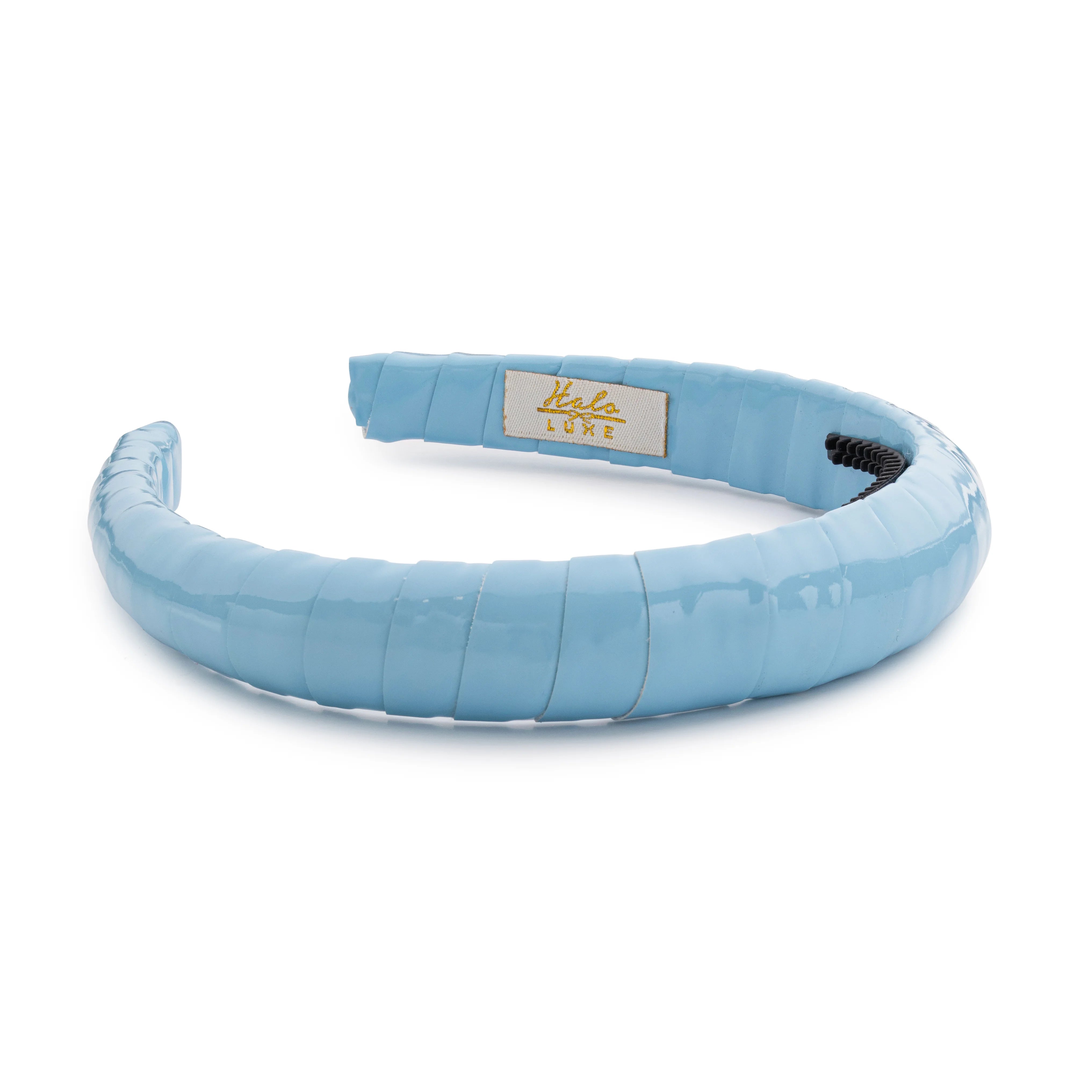 Halo Luxe Taffy Patent Leather Padded Wrapped Headband - Powder Blue