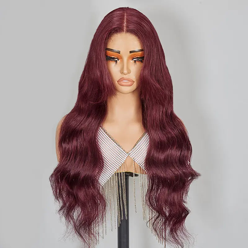 wigs for volume and thickness -7x5 13x4 Glueless 99J Color Pre-Everything Body Wave Frontal Wig