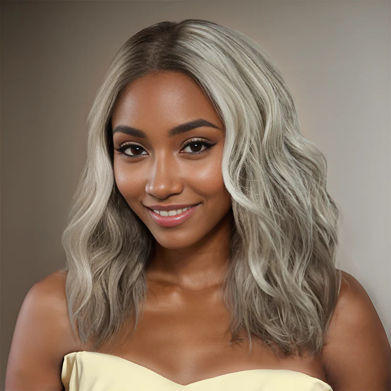 curly wigs for short hair -13x4 Glueless Blonde Color With Subtle Light Brown Bob Wig