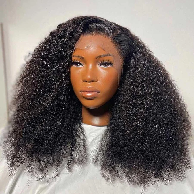 lace front wigs for sale -WOWANGEL 13X6 Skinlike Real HD Lace Front Wig Afro Curly Pre Plucked Hairline