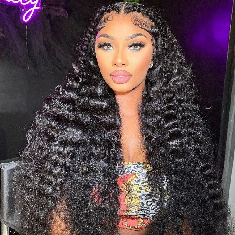 wigs with highlights for women -WOWANGEL 13X6 Skinlike Real HD Lace Front Wig Loose Deep Wave Glueless Wig