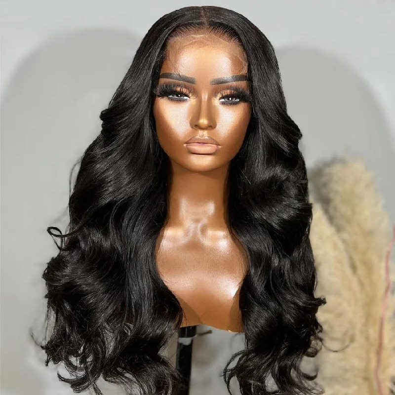 high-end wigs for women -WOWANGEL Wear & Go 250% Density 6x6 Skinlike Real HD Lace Closure Wig Body Wave Glueless