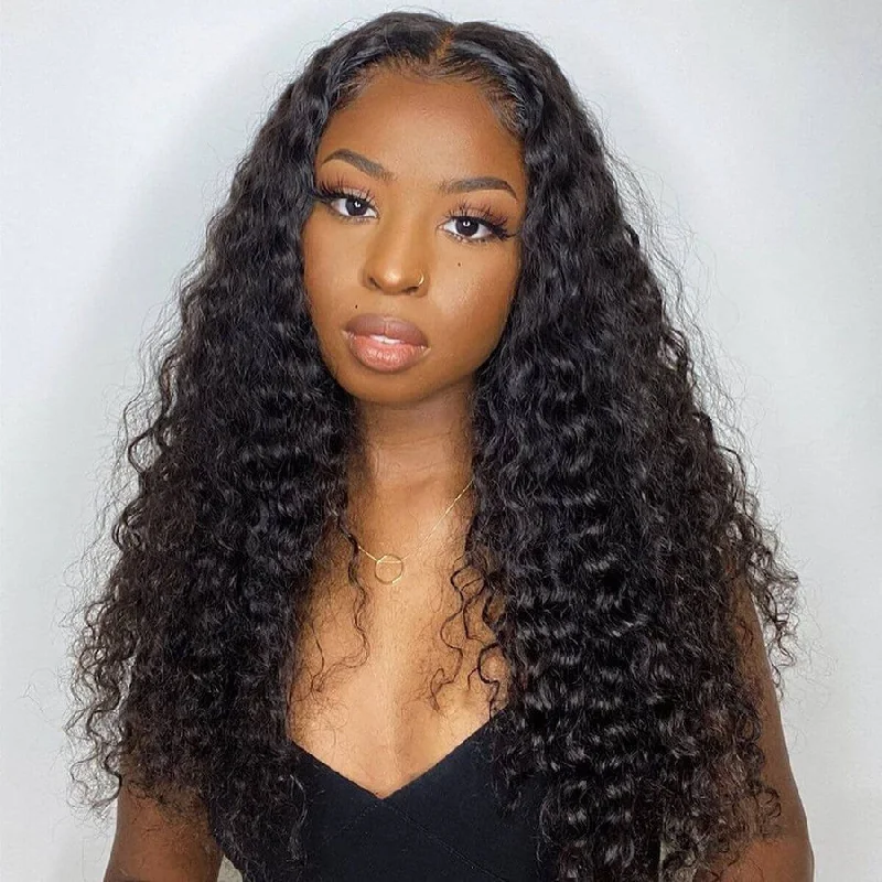 wigs with highlights for women -WOWANGEL 5X5 Skinlike Real HD Lace Closure Wig Deep Wave