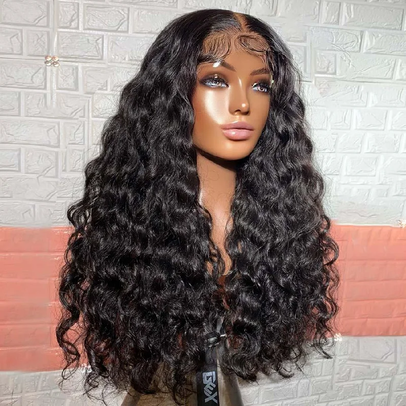 full lace wigs for black women -WOWANGEL 7x7 Loose Curl HD Lace Closure Wig Parting Max Glueless Wig