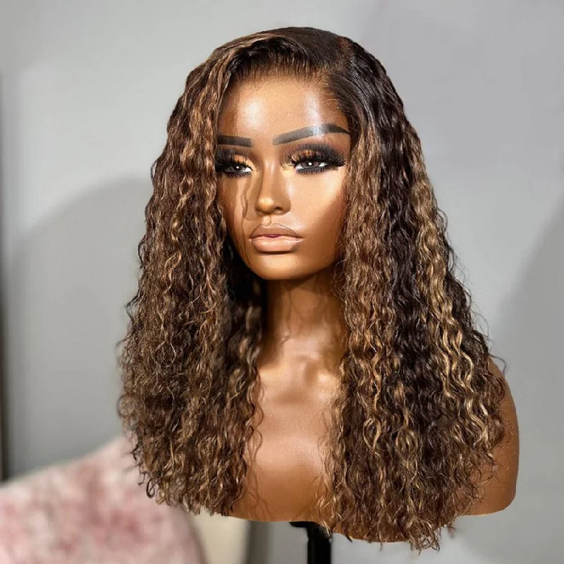 short straight wigs for women -WOWANGEL Highlight Curly 5X5 HD Lace Closure Wig Wear & Go Glueless Wig