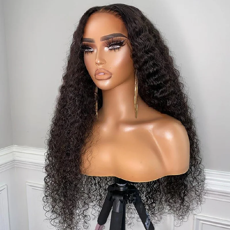 wigs with adjustable fit -WOWANGEL Pre-Everything 9X6 Wear Go Glueless Wig Deep Wave HD Lace Closure Wigs