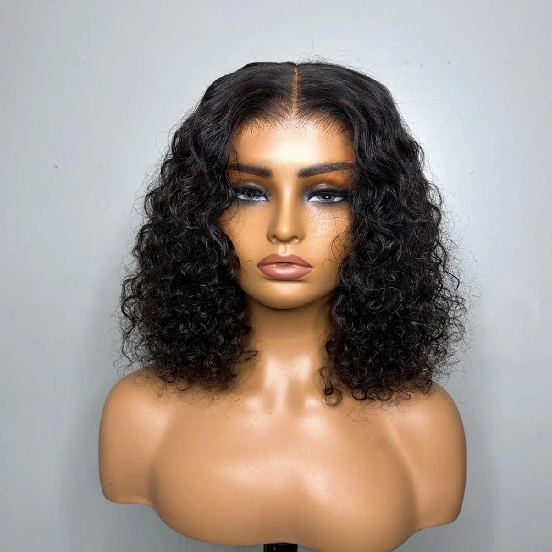 wigs for heat styling -WOWANGEL Pre-Everything Curly Bob 9X6 Wear Go Glueless HD Lace Wig