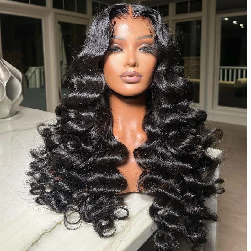 affordable lace wigs for women -WOWANGEL Premium Raw Hair Loose Wave 13X4 HD Lace Full Frontal Wig