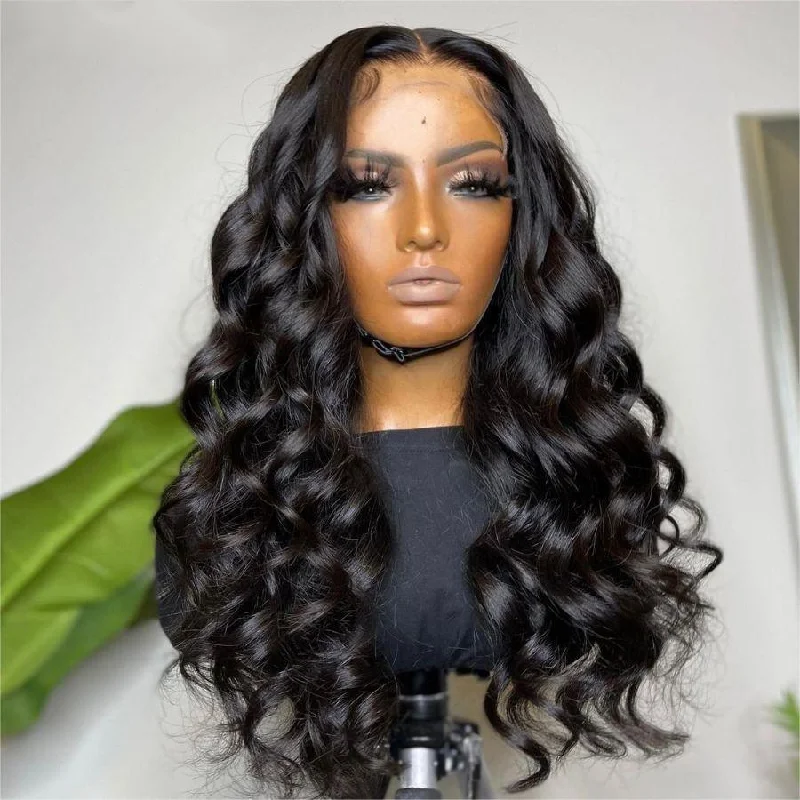 wigs for thinning crown -WOWANGEL Skinlike Real HD Lace 13X6 Full Frontal Wig Loose Body Wave Pre Plucked