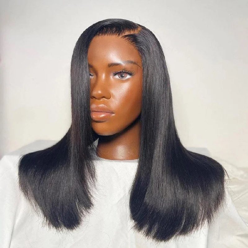 affordable wigs for women -WOWANGEL Wear & Go Side Part Straight BOB 5x5 HD Lace Closure Wig 250% Density