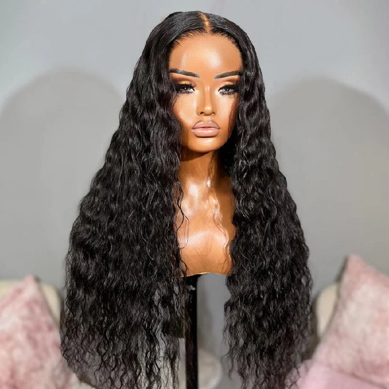 full coverage wigs for women -WOWANGEL Wear & Go Water Wave 5x5 Skinlike Real HD Lace Closure Wig Glueless Wig