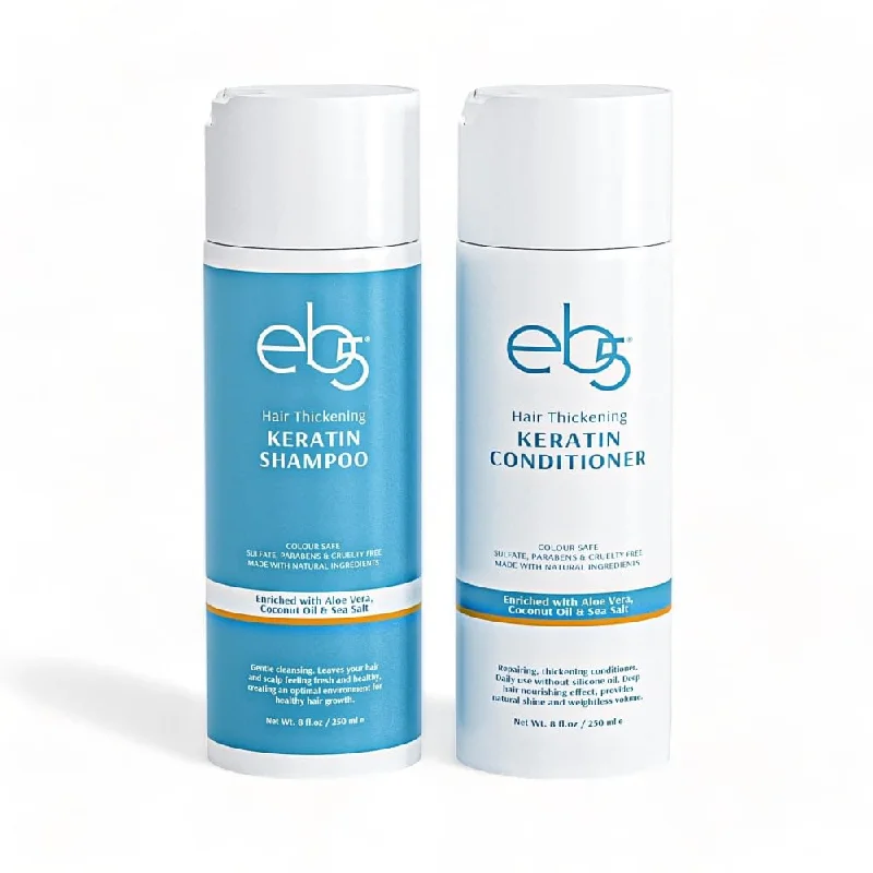 eb5 Keratin Hair Thickening Shampoo & Conditioner | Made with Natural Ingredients like Aloe Vera, Coconut Oil | For Thinning Hair | Free of Sulfate Parabens | Fragrance & Cruelty Free - (250 Ml)