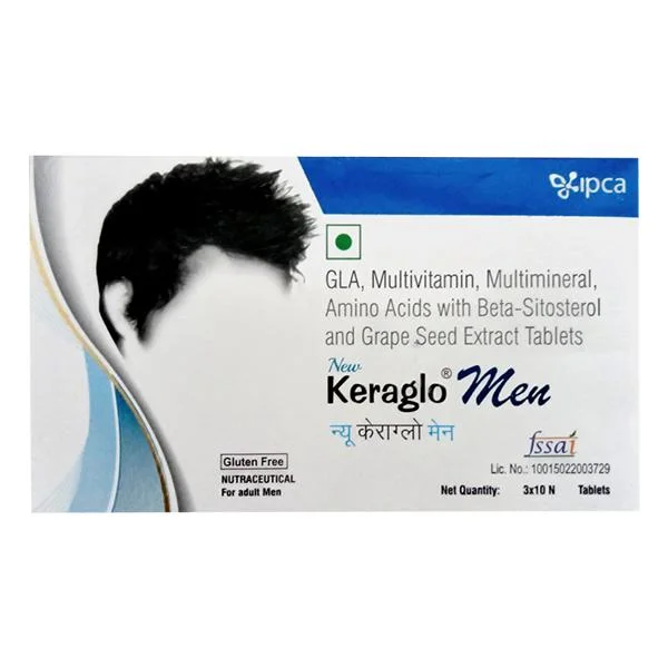 best products for treating dry, cracked scalp skin -Keraglo Men Tablets Strip 1x10 Caps 30TAB