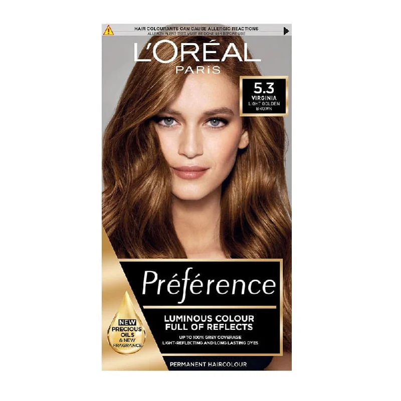 best oils for improving hair elasticity and strength -L'Oreal Preference Hair Color 5.3 Virginia Golden Brown