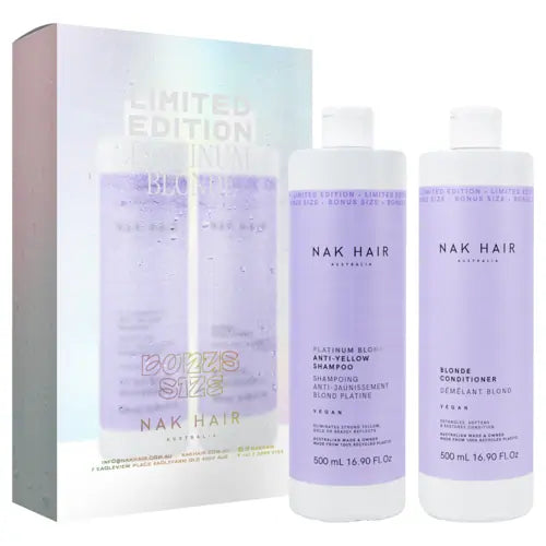 Nak Platinum Blonde Anti-Yellow Shampoo and Conditioner 500ml Duo Pack