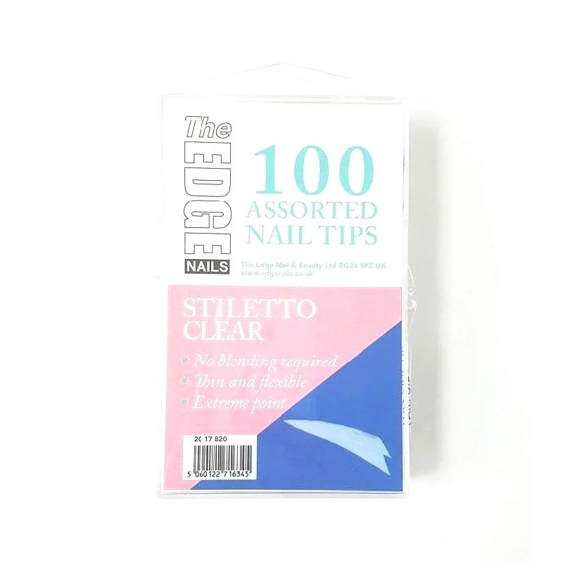 The Edge Clear Stiletto Tips 100 Asstd